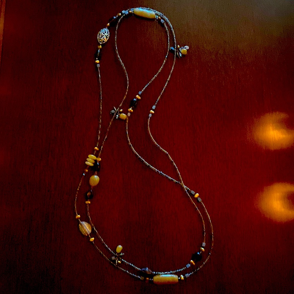 Necklace with copper and Amber tones & stones